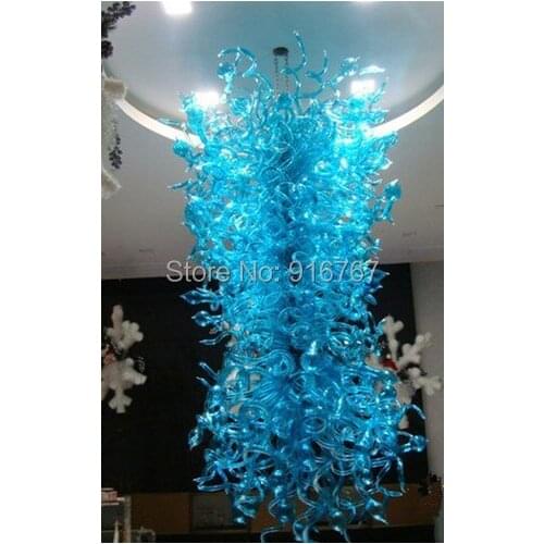 Free Shipping UL/CE LED Bulb Best Villa Light Pretty Blue Art Glass Pendants