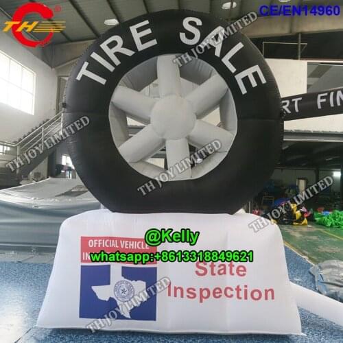 Free air shipping tire sale inflatable tire model for sale, cheap inflatable tire balloon with basement for advertising