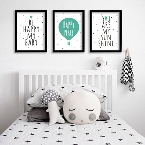 Be Happy My Baby Nursery Decor Canvas Art Print , Kids Art Print Quote Print You Are My SunShine
