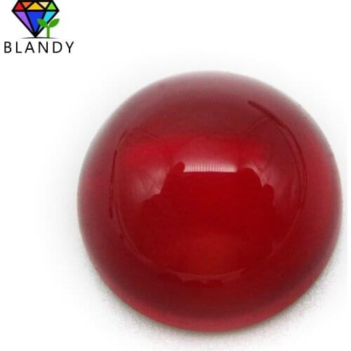 Free Shipping 100pcs/lot 8mm 10mm Round Cabochon Flat Back Red Glass Stone Synthetic Beads for Jewelry