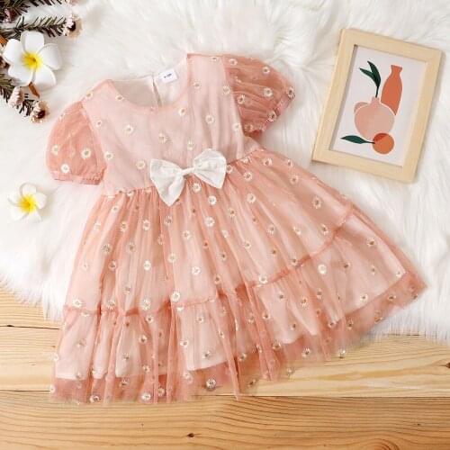 FOCUSNORM Princess Infant Kids Girls Summer Dress 1-6Y Sunflowers Printed Ruffles Sleeve Bow Lace Tutu Dress