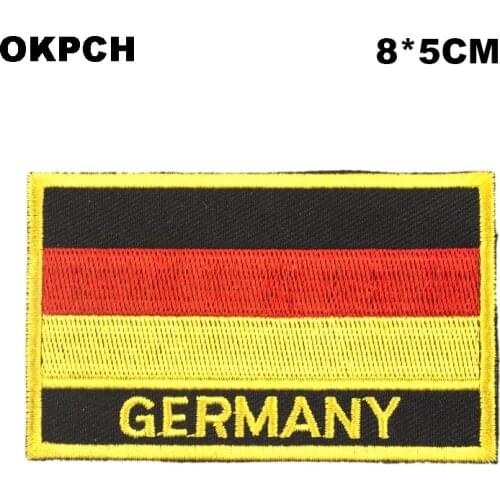 Germany Square Shape Iron-on Flag Patch Embroidered Saw on Badges Patches for Clothing PT0049-R