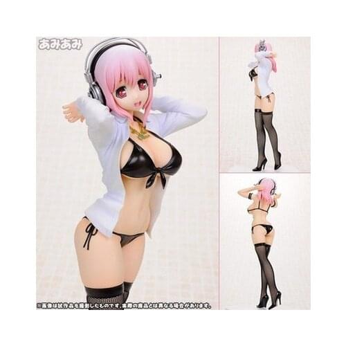 Super Sonico ALPHAMAX SKYTUBE Black Bikini PVC Sexy Figure Model Toys 26cm