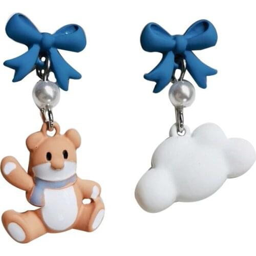 10 pair / lot fashion women jewelry accessories metal painted bow bear cloud earrings for women