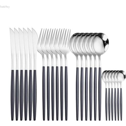 Dinnerware Set Camping Cutlery Set Travel Silverware Reusable Utensils for Metal Knife Fork Spoon and Portable Case Dropshipping