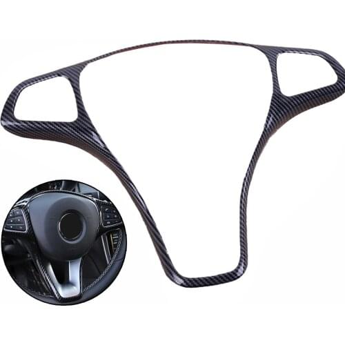 Car Steering Wheel Cover Trim Sticker Fit For Benz C-Class W205 GLC-Class X253 Carbon Fiber Steering Wheel Cover Decoration