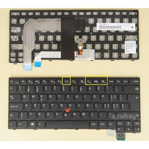 Swiss German CH Keyboard for Lenovo Thinkpad T460S, T470S, 13 Gen 1, 13 Gen 2, 01YR073 01YT127 00PA438 00PA520, Black Frame