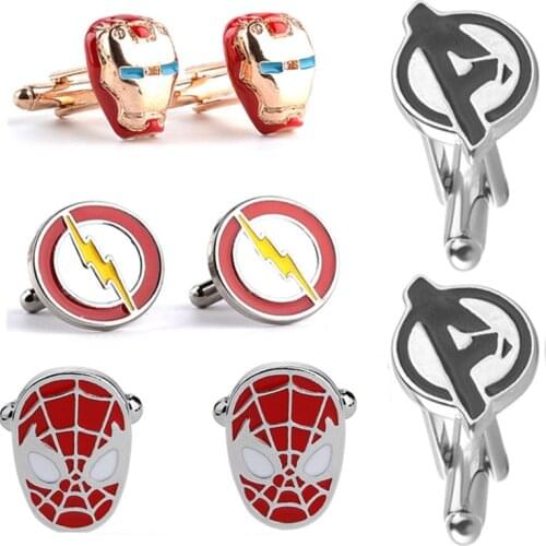 Wholesale 20pcs/lot Hot Superhero Creative Cufflinks Shirt Alloy Cuff Link Pink Of Unisex Souvenir Jewelry