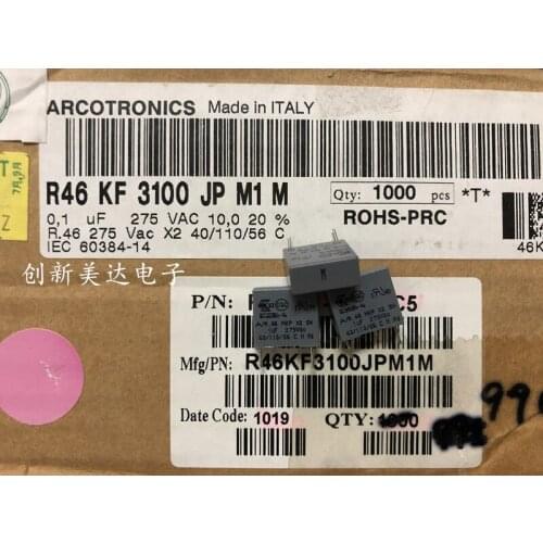 Original new 100% safety film capacitor 0.1uf 275vac 104 R.46 P=10MM R46KF3100J (Inductor)