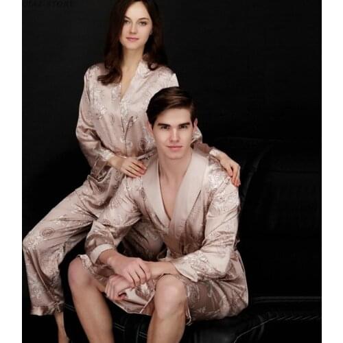Couples pajamas for women male silk elegant pajama woman summer KK2269 Y