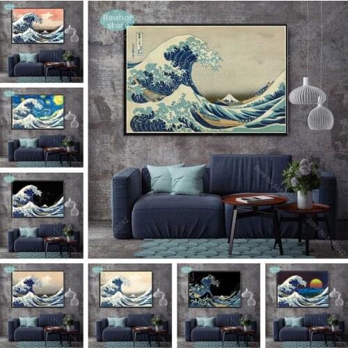 Full Diamond Embroidery Japan Kanagawa Prefecture Big Wave Diamond Mosaic Diamond Embroidery Diamond Painting Home Decoration
