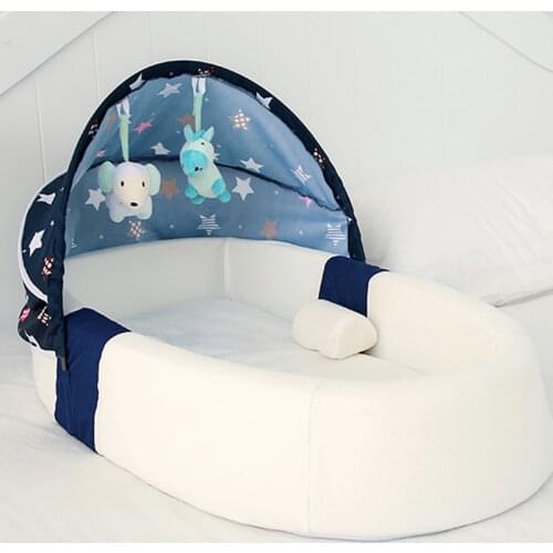 Portable Nest Bed Baby Crib Foldable Movable Newborn Bed Bumper Protection Anti-pressure Baby Lounger With Mosquito Net