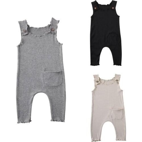 Pudcoco US Stock Baby Summer Clothing Newborn Baby Boy Girl Solid Romper Sleeveless Jumpsuit Outfits Clothes