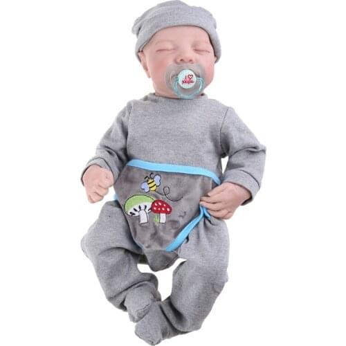 19in Realistic Doll Closed Eyes Sleep Boy Soft Vinyl Silicone Baby Newborn Boys