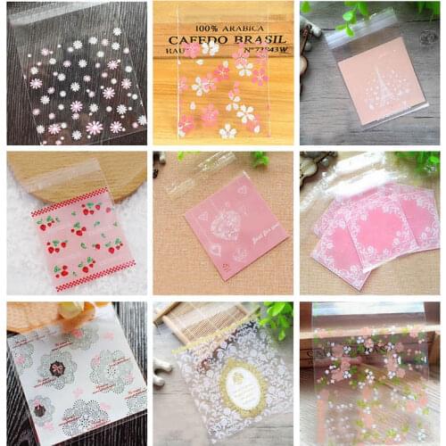 7x7cm Self Adhesive Candy Bags Small Flower Plastic Bag Wedding Decoration New Year Gift Packaging Bag Christmas Party Supplies