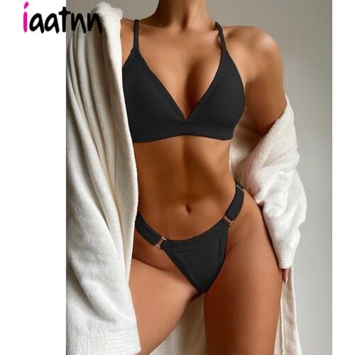 Sexy Black Bikini 2021 Women Swimsuit Thong Bikinis Set Swimwear Woman Swimming for Bathing Suit Summer Beachwear Brazilian Wear