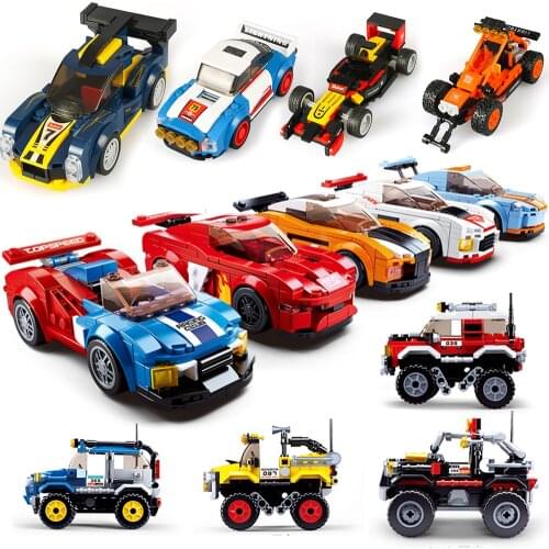 Sluban City Speed Champions Super Racers Car Racing technique Model Moc Kids Toys Sets Kits Children Suv Off Road Spotrs Vehicle