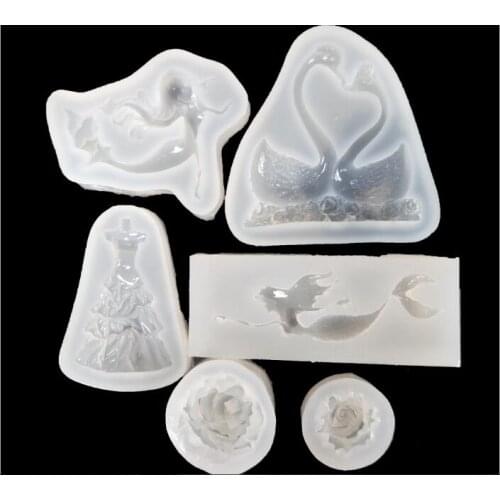 Mix Shape mermaid/swan/skirt Epoxy Silicone Mold Necklace Pendant Resin Mould Jewelry Tools Casting Mould DIY Craft accessory