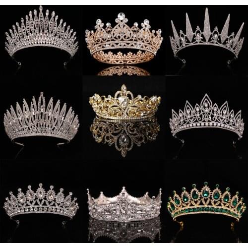 Wedding Crown Gold Silver Color Rhinestone Crystal Diadem Queen Crown Princess Tiaras Bridal Hair Jewelry Party Hair Accessories