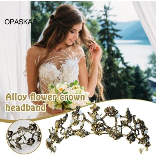 Crown Ornament Bridal Wedding Accessories Simple Alloy Retro Flowers Bridal Electroplating Dress Jewelry PT