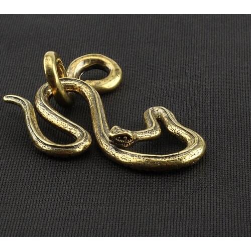 Vintage Animal Brass Snake Keychain Copper Snake Outdoor Tool Car Hanging Accessories