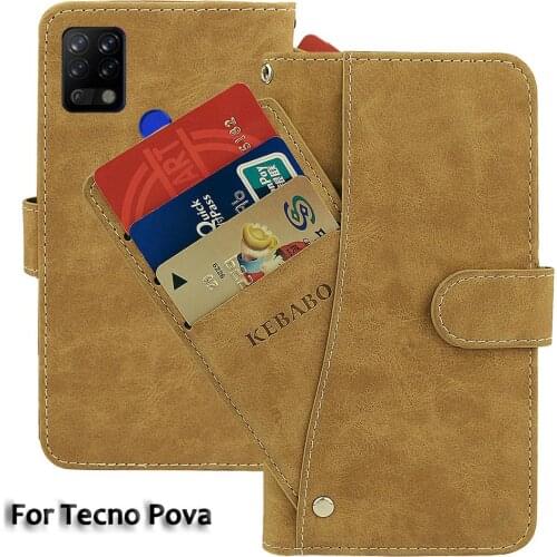 Vintage Leather Wallet Tecno Pova Case 6.8" Flip Luxury Card Slots Cover Magnet Phone Protective Cases Bags