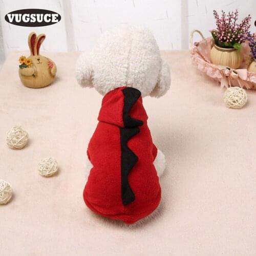 VUGSUCE Dog Hoodie Clothes for Small Dogs Fleece Jumpsuit Cartoon Dinosaur Pet Puppy Dog Shirt Coat Pullover Winter Pet Supplies