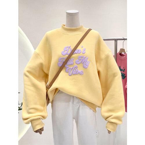 Leter Print Hoodies Women Oversized Long Sleeve Pullover Sweatshirt Harajuku Autumn and Winter Crewneck Pink Top Y2K Ladies 2021