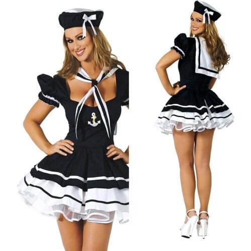 Lady Carnival Sexy Sailor Suit Naval Costume Halloween Pin-Up Girl Nightclub Bar Outfit Cosplay Fancy Party Dress
