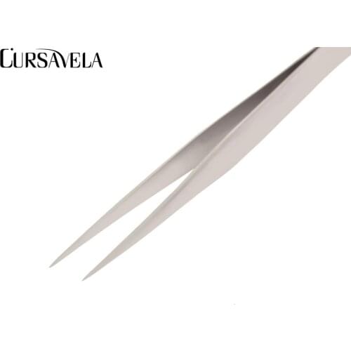 CURSAVELA 1PCS Extension Eyelash Straight Tweezers Nails Decor Picker Dead Skin Remover Manicure Pre-made Lashes Makeup Tweezers