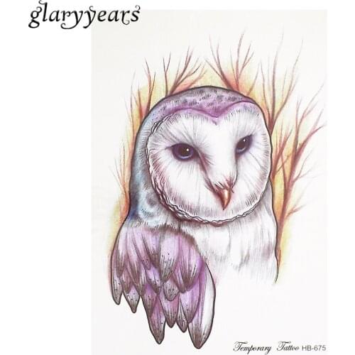 1 Piece Tattoo Sticker Purple Owl Design Women Arm Body Art Paint Temporary Tattoo Sticker Water Transfer Sexy DIY Product HB675
