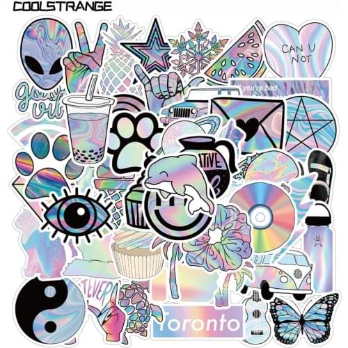 10/30/50Pcs Holographic Laser Style Graffiti Stickers Laptop Guitar Luggage Fridge Waterproof Cool Sticker Decal Kid Classic Toy