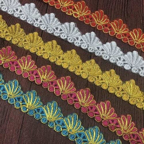 10Yards New African Lace Fabric 3.5CM DIY Gold Thread Embroidered Lace Edge Handmade Sewing Accessories Craft Home Textile Deco