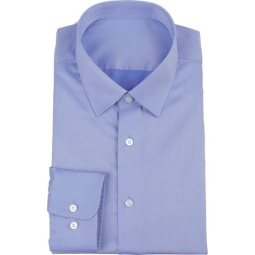 100s 2-ply Luxury Wrinkle Free Dress Shirts Custom Made Cotton Light Blue Business Shirts Tailored Chemise Sur Mesure De Luxe