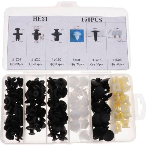 150 Pieces Car Body Interior Rivet Fender Bumper Retainer Fastener Clip 6-Sizes