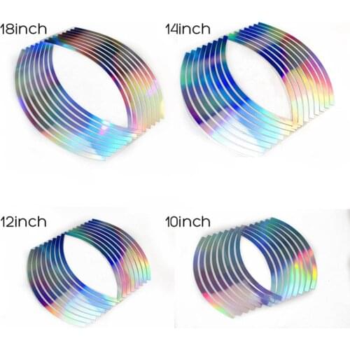 16Pcs 10/12/14/18 inches Wheel Rim Tape For Motorcycle Car Reflective Stripes PVC