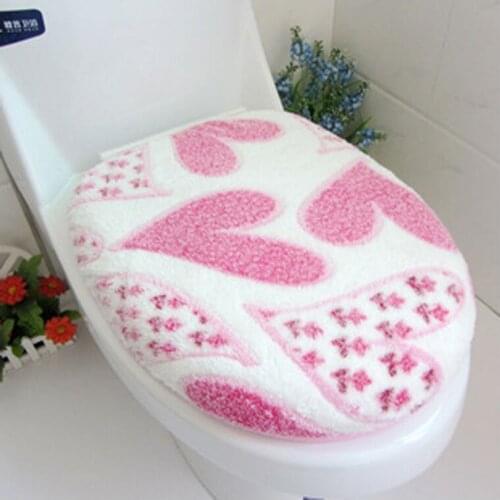 2PC/Set Cotton Linter Toilet Seat Cover and Rug Washroom Set decorative toilet seat covers lids Promotions
