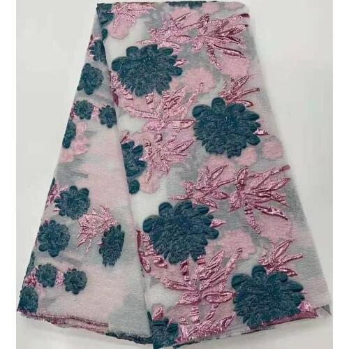 2021 African Jacquard Fabric Lace Nigeria French Tulle Lace High Quality Lace Lace Fabric for Wedding Dress KM4931