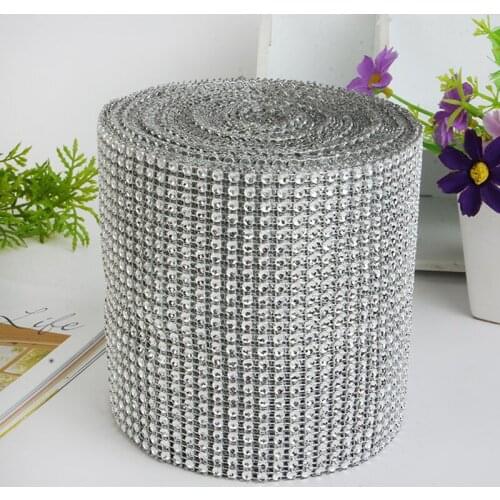24 Rows Rhinestone Mesh Drills Crystal Diamond Ribbon For Sewing Clothing Wedding Decor DIY Sticker Needlework Handicraft