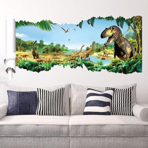 3D Vivid Animal Dinosaur Wall Stickers Kids Room Bedroom Living Room Home Decor Mural DIY Vinyl Jurassic Period Art Poster Decal