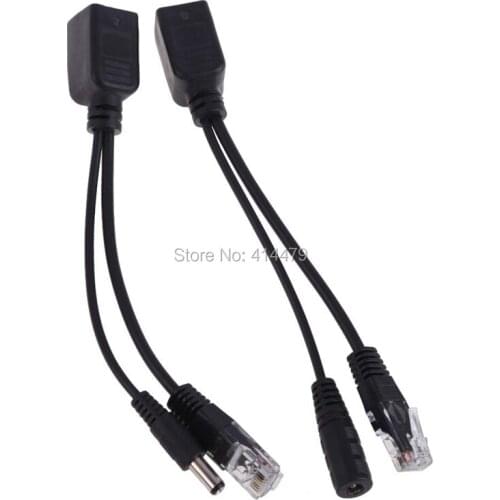 2Pair/Lot 5.5x2.1mm Power over Ethernet PoE Adapter Injector Splitter Kit RJ45 PoE Cable