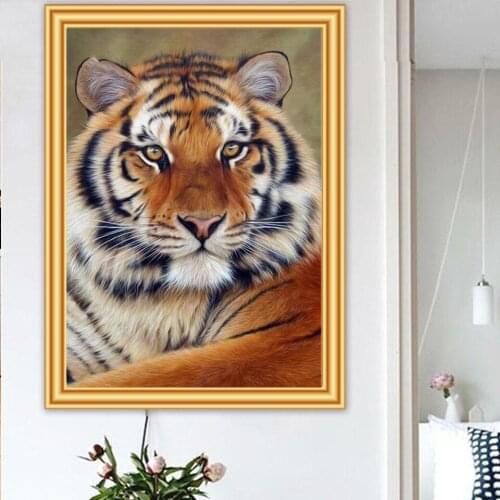 5D DIY Diamond Painting Tiger Cross stitch Decor Gift Full Square Round Diamond Embroidery Animal Mosaic Picture of Rhinestones