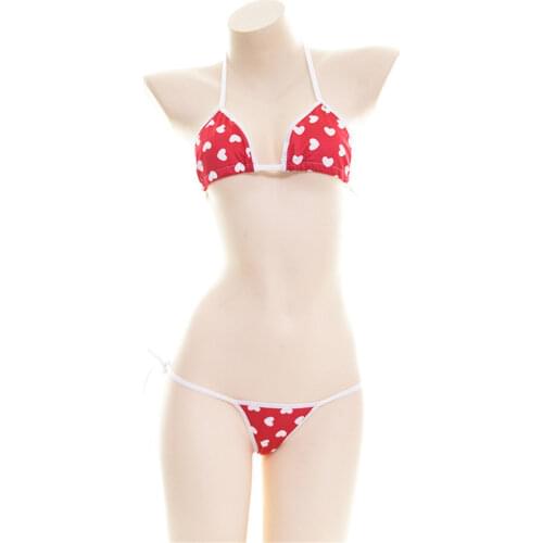 Bikini 2019 Sexy Sling Lace printing Love Japanese girl Beach Sunbathing spa swimwear women swimsuit biquini bikinis monokini