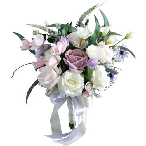 Wedding Holding Bouquet, Artificial Flowers Bouquet Bride Bridesmaid Holding Flower, Flower Girl Bouquet