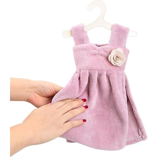Household Hand Towel Super Absorbent Coral Velvet Dress Shaped Bathroom Kitchen Hand Towel