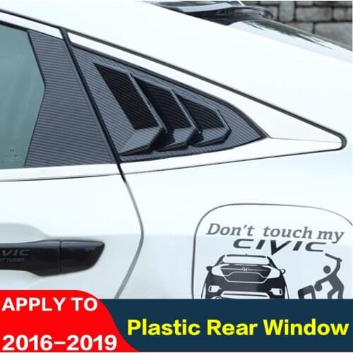 FOR Honda Civic Carbon Fiber Window Shutter 4-door Sedan16-19 ABS Plastic Rear Window Triangle Shutters Cover Trim 2 Pieces/set