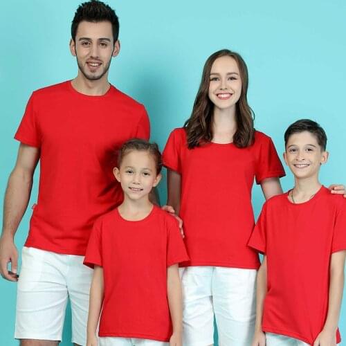1 PCS Family Look T-shirt Family Matching Clothing Mother and Daughter Clothes Mother Son Outfits Cotton Solid Dad Son Clothes