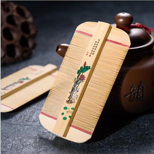 Chinese Traditional Bamboo Lice Comb Handmade Dense Comb Rose Remove Itching Scraping Head Flea Cootie Combs