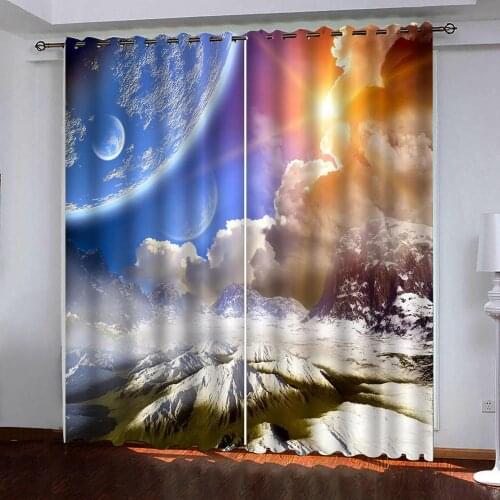 Customized 3d curtains new bay window balcony thickened windshield blackout curtains blue starlit sky curtains