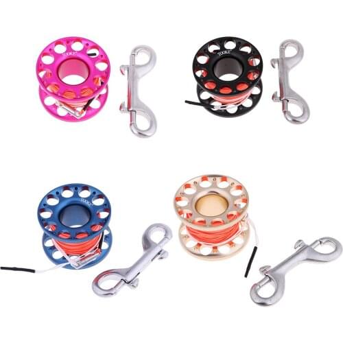 Aluminium Alloy Scuba Diving Dive Finger Reel Spool15m/49ft Orange Line Ended Reel Bolt Snap Durable & Lightweight